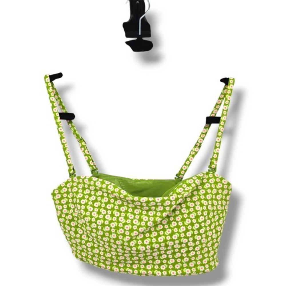 Aerie Floral Cami Crop Top Adjustable Straps Green Pink White‎ Size S
